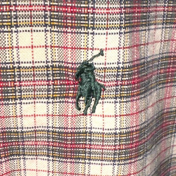 Polo Jeans Co. Ralph Lauren Tan Plaid Oxford Button Up Shirt XL - Picture 3 of 6